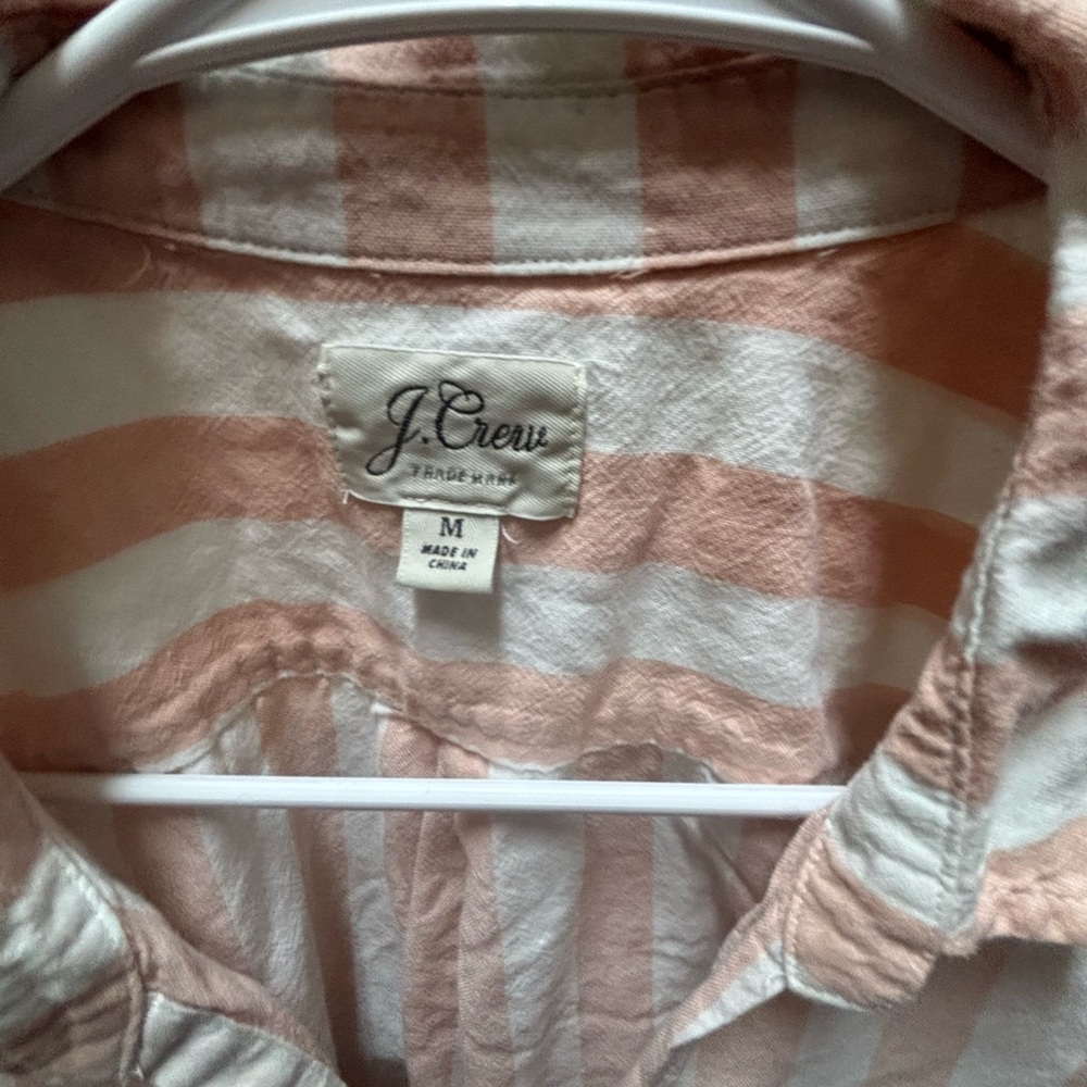 J. Crew Blush and White Striped Blouse